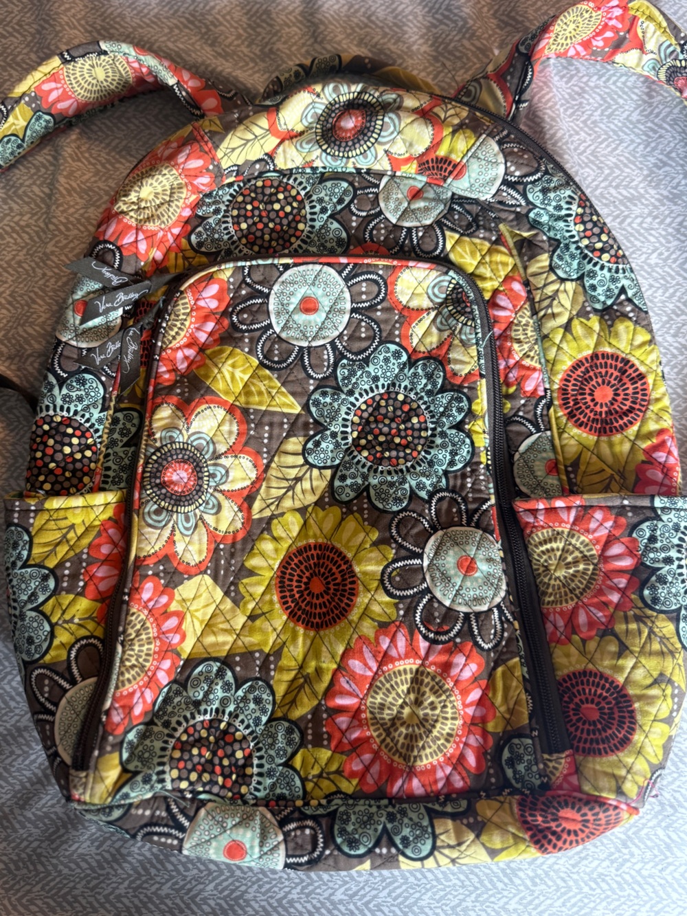 Vera Bradley Flower Shower Quilted Cotton Backpack | Floral Side Flap Pockets